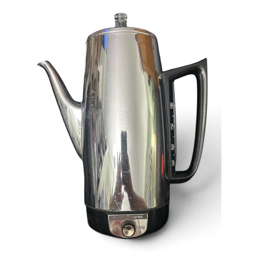 Vintage General Electric Chrome Coffee Pot Maker Complete Working Mid Century